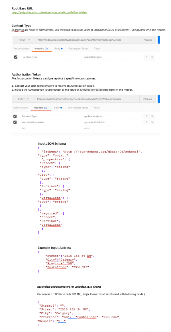 Canadian Address Verification API - REST Service